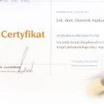 Certyfikat dr. Dominik Matkowski